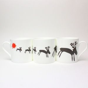 NEW McLaggan Smith + The Black Rabbit Reindeer Christmas Coffee Mug Bone China